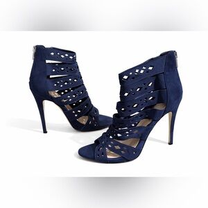 Shoe Dazzle Navy Cutout Heels - Size 8.5